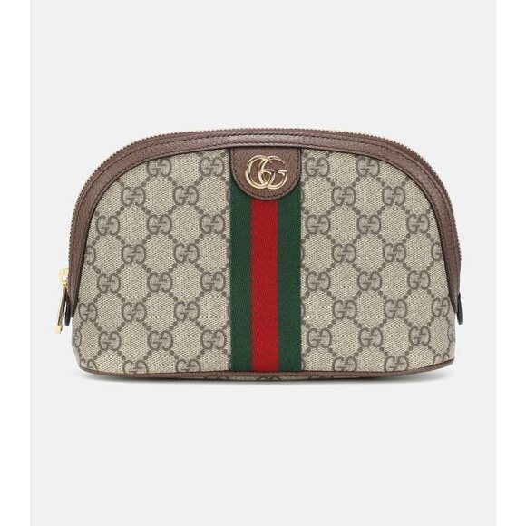 GUCCI Leather-trimmed printed coated-canvas large cosmetics case - Picture 1 of 3